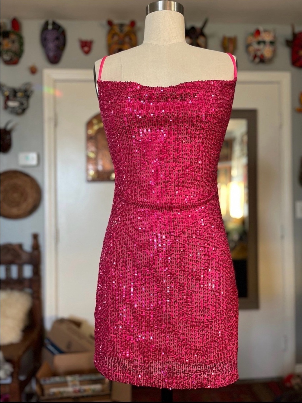 Revolve pink sequin dress